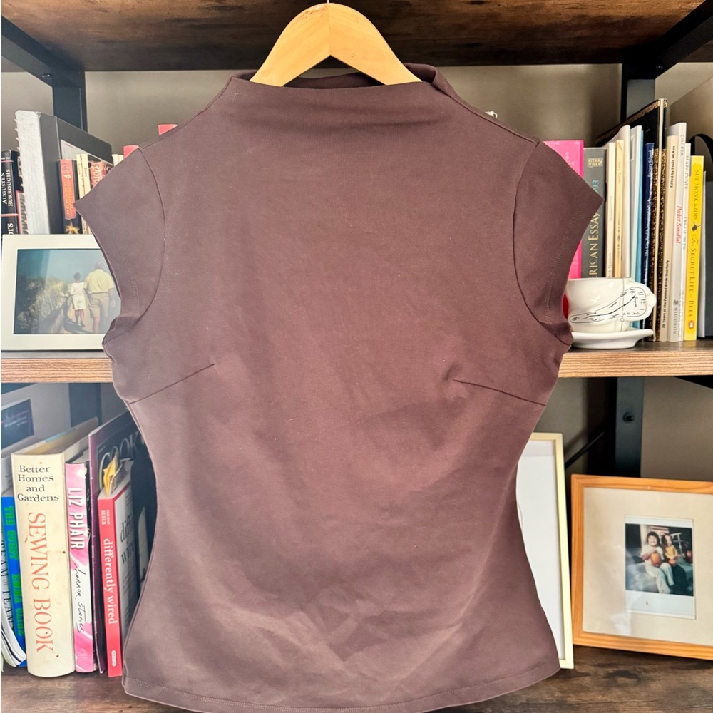 Michael Kors Chocolate Brown Funnel Neck Top
